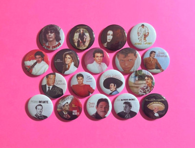 Mexican Artists 1.25'' Button Pin Lot (18) Juan Gabriel Luis Miguel Rigo Tovar