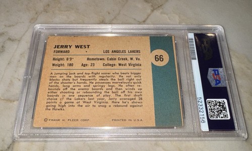 1961 Fleer SIGNED Jerry West In Action RC Rookie PSA/DNA AUTO Authentic HOF 1980 - Picture 5 of 9