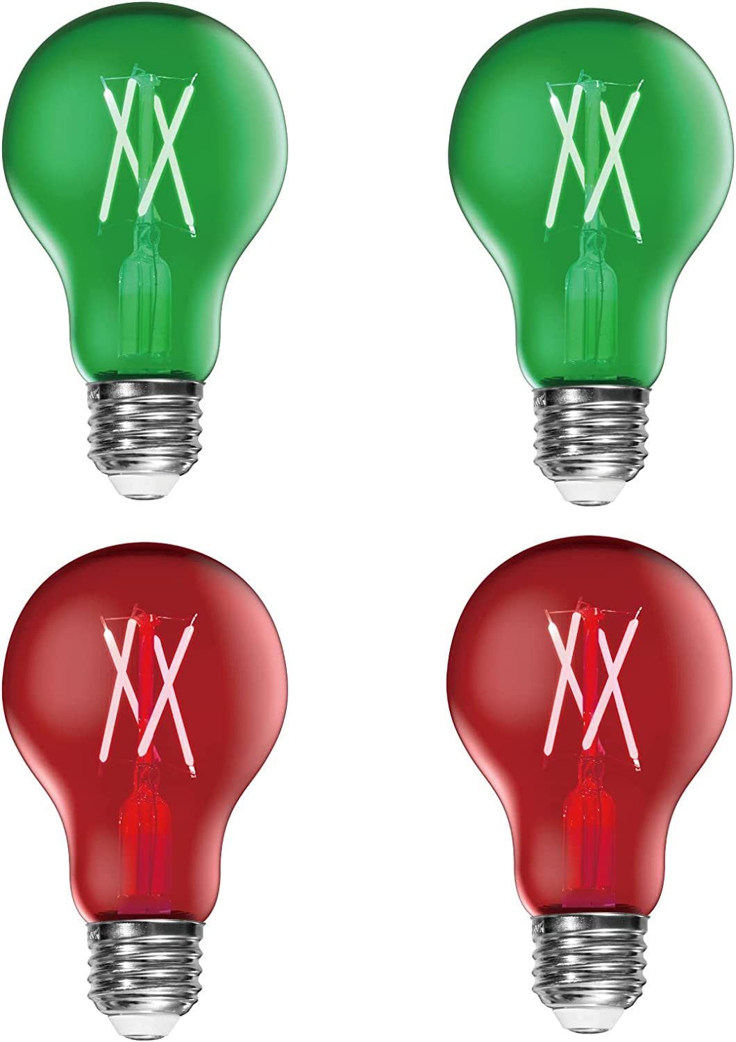 4 Pack A19 LED Red and Green Light Bulbs, 120V E26 Base, 6 Watt eBay