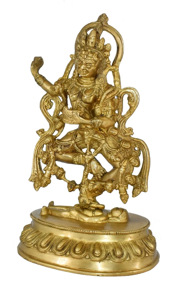 Estatua de latón de ballena blanca Maa Kali diosa religiosa escultura ídolo decoración del hogar Foto 3 de 4