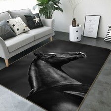 3D Black Horse O3212 Animal Non Slip Rug Mat Elegant Photo Carpet Fay