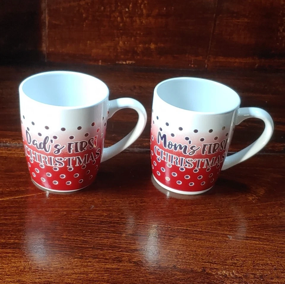 Taza de café de Navidad de papá primera y mamá American Atelier gres Foto 4 de 4