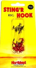 Northland 2.25" Tackle Sting’r Rig Red Hooks (Package of 12)