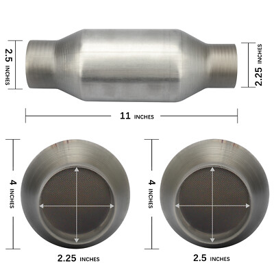 Flat Copatible Catalytic Converter Welded Extension Pipe Oval Universal Catalytic Converter With Heat Shield - Universal Catalytic Converter, Universal 2.25' Inlet/Outlet - View #10