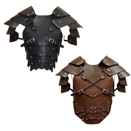 Viking Chest Shoulder Armor Knight Costume Metal Rivets Adjustable Strap Shrug - Picture 1 of 7