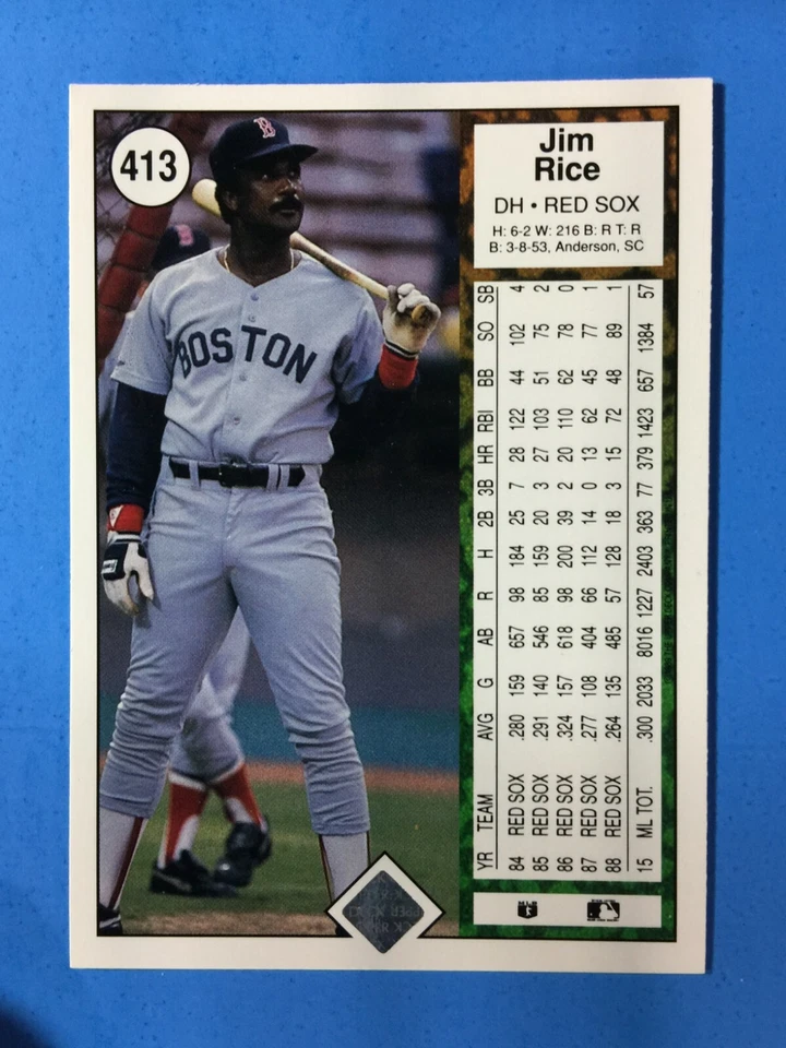 1989 Upper Deck Set Break #413 JIM RICE * NM-MT or BETTER L12120229 - Image 2 of 4