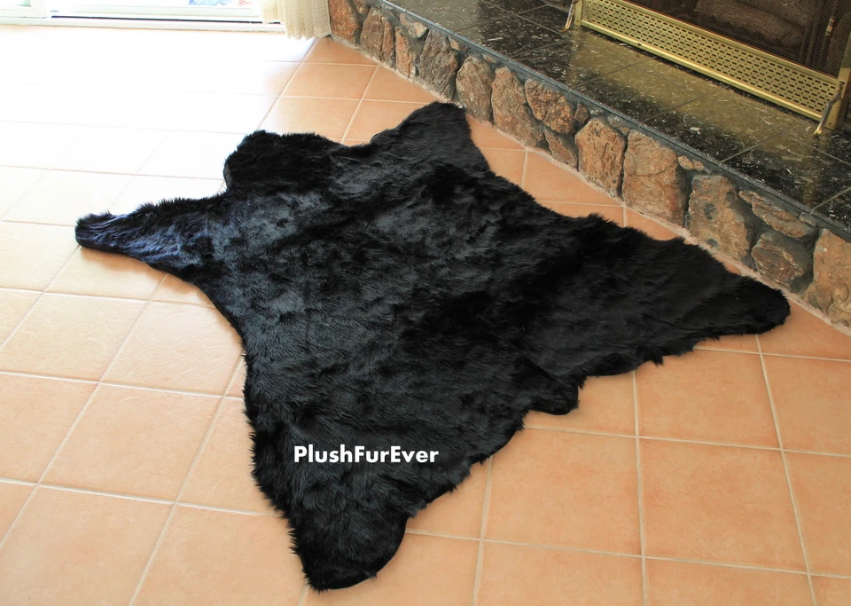 Black Bearskin Rug 5'x 6' Hand Made USA Fur 5*6 - Image 2 of 3