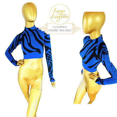 ADIDAS X STELLA MC CARTNEY Crop Top By Wolford S Blue Black Yoga Sport Top