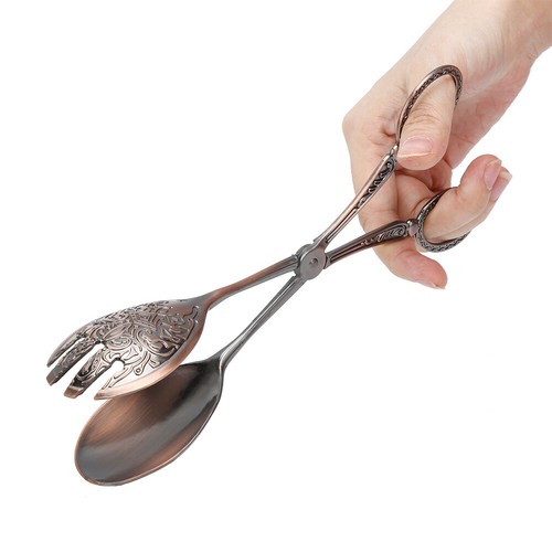 (Copper)Buffet Tongs Zinc Alloy Salad Tongs Kitchen Tongs Serving Non-Slip