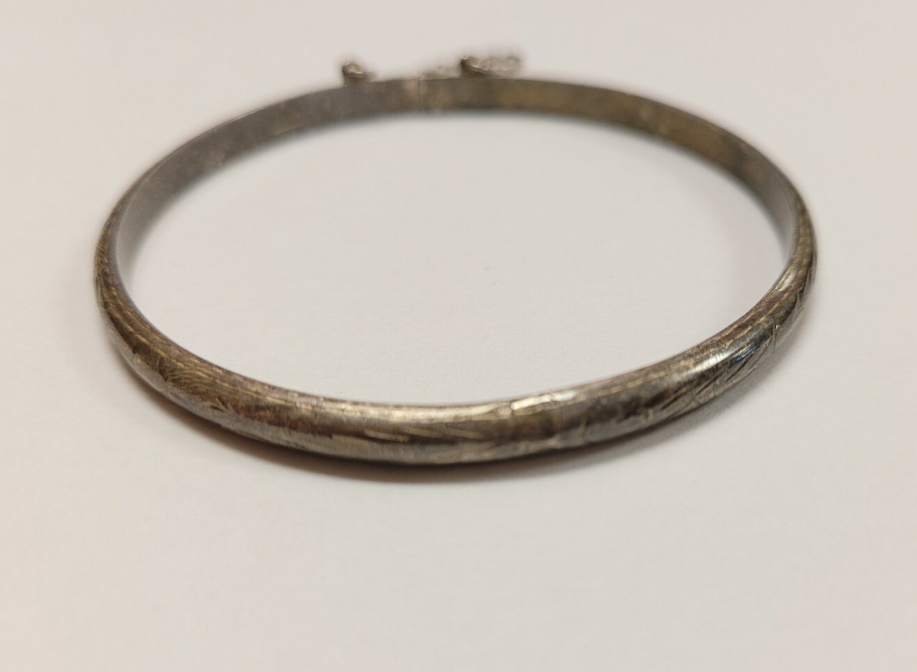 Sterling Silver Etched Delicate Hinged Bracelet C… - image 1