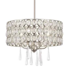 Kira Home Amelia 60-Watt 4-Light Brushed Nickel Chandelier Brushed Nickel Shade