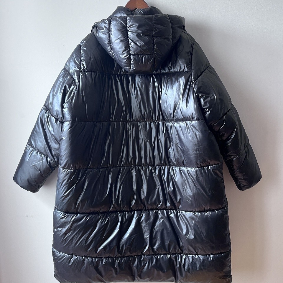 NWT H&M Women’s Black Puffer Hooded Winter Coat Sz XL eBay