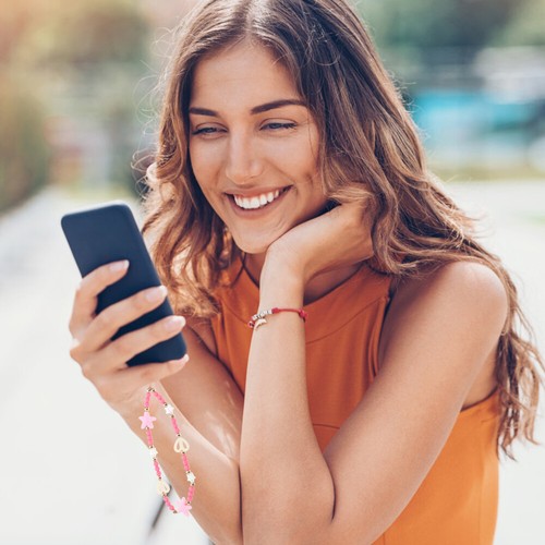 Łańcuszek na telefon komórkowy damski panna serce smycz telefoniczna lina na nadgarstek do - Zdjęcie 10 z 12