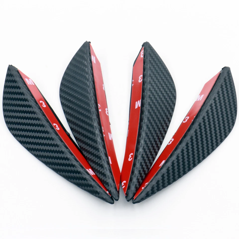 Protector de parachoques de textura de fibra de carbono 4 piezas cuerpo alerón aletas labios canards sólido Foto 3 de 4