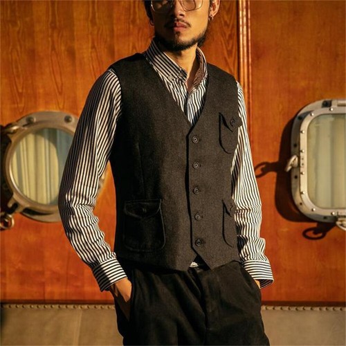 Para Hombre Chaleco Acolchado Cuello Traje Retro jóvenes y de mediana edad  empresa informal Chaleco | eBay