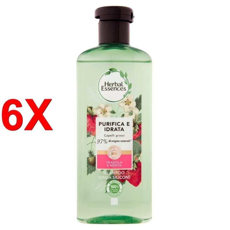 6 X HERBAL ESSENCES SHAMPOO 250 ML. FRAGOLE/MENTA DOLCE