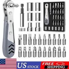 30in1 Right Angle Screwdriver Set Mini Magnetic Ratchet Tool Kit Tight Spaces