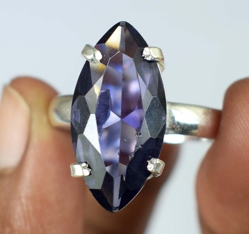 8.70 CT Naturale Violetto Ametista 19 X 9 MM Marquise Gemme Certificato Ring See - Foto 3 di 7