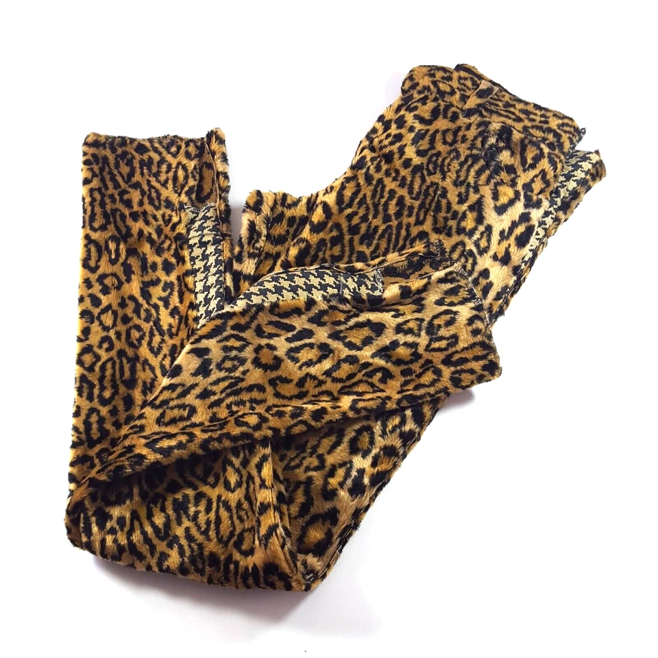 Pantalones para mujer Lip Service estampado de leopardo marrón beige negro con cinturón 29 vintage Foto 3 de 4