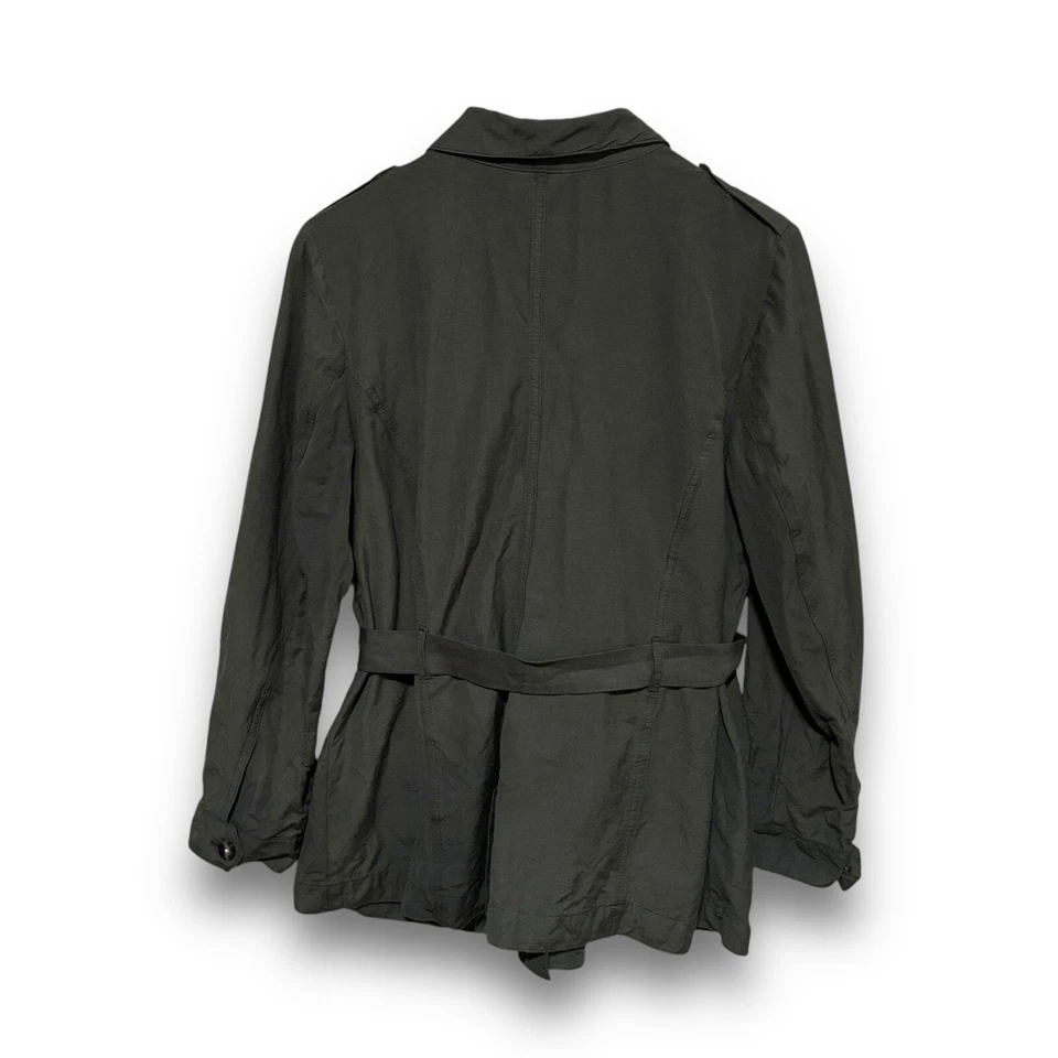 J Jill Mujer Mezcla de Lino Utilidad Abotonada Salvia Talla Grande 20 x 28 Foto 2 de 4