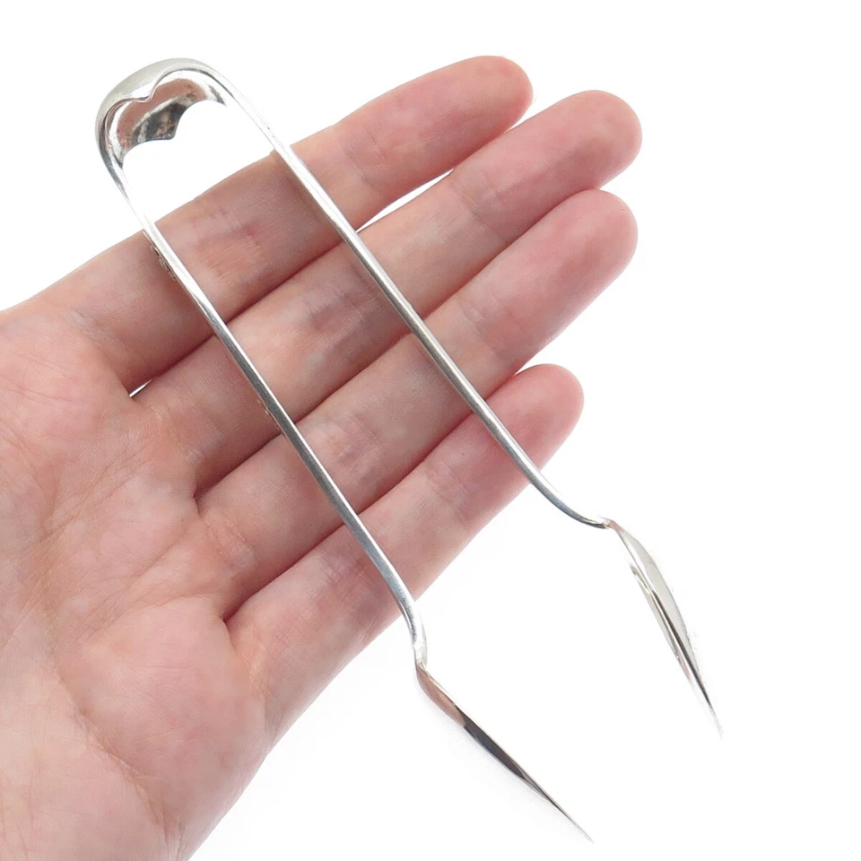 Pinzas cuchara cubo azúcar rosa belga antigua plata 800 Foto 3 de 4