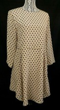 NWT MADEWELL Retail $168 SILK DRESS IN DOT FLAX & DARK GREY SIZE M