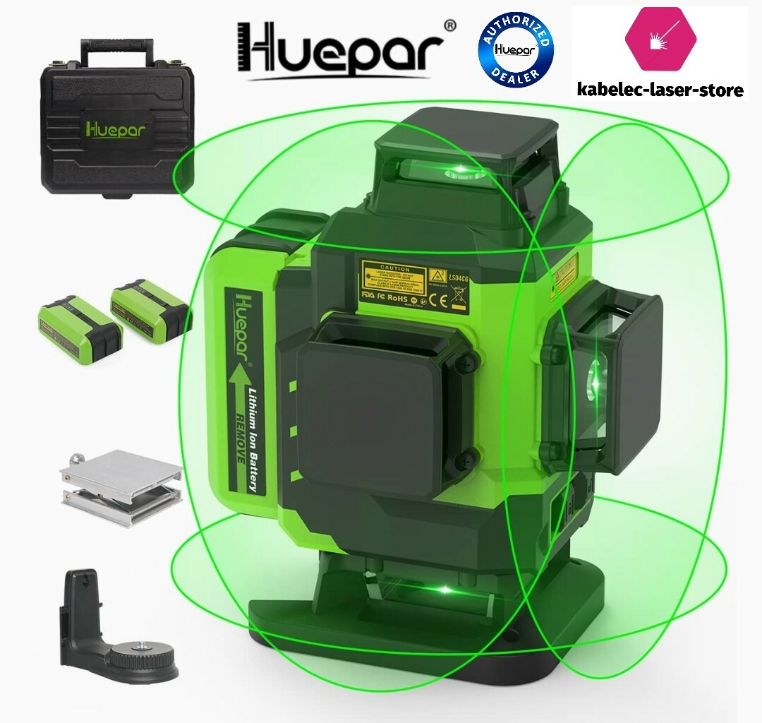 Niveau Laser Rotatif 4D Huepar W04CG - Vert, Sur Batterie Auto Nivelant Garantie 2 Ans 266956