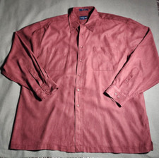 Alan Flusser Shirt Mens XL Burgundy Long Sleeve Button Up Collared Pocket Casual