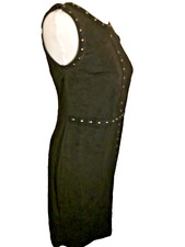 Black Stealth Career Work Dress 4 Minimalist Faux Suede Sleeveless Crew Neck New