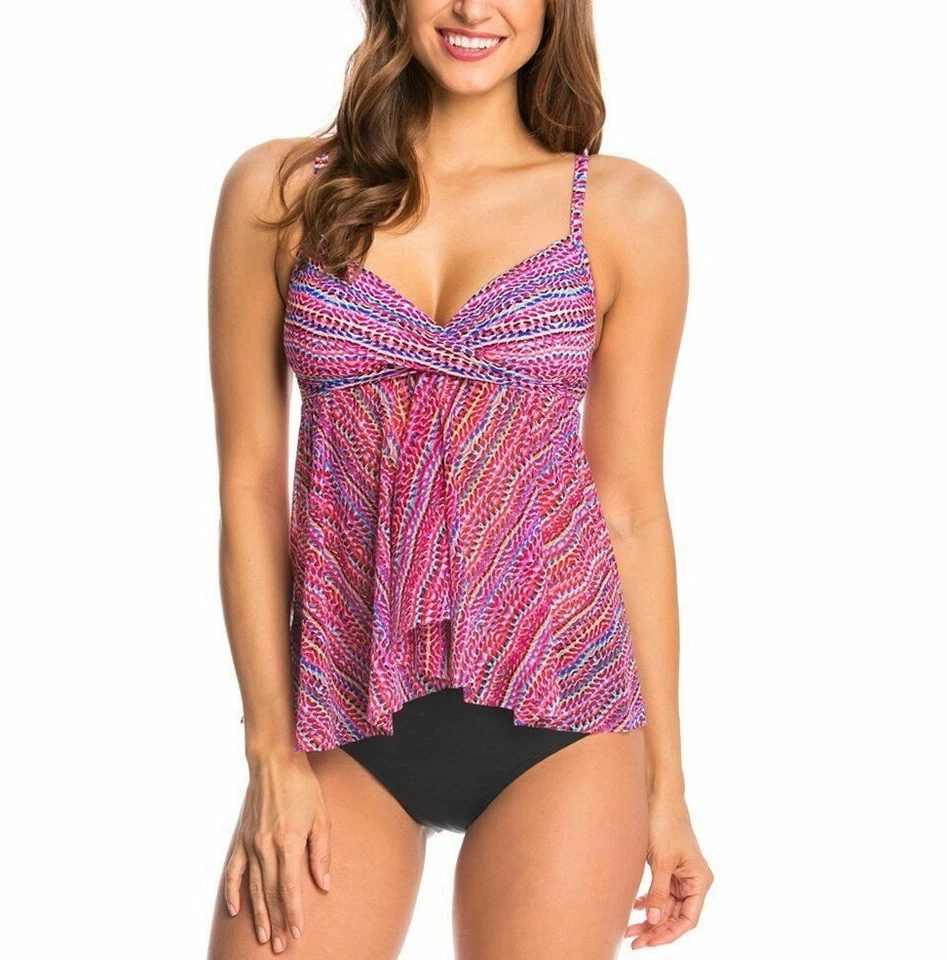 Профиль на Gottex Geo-Print Flyaway танкини Топ $98 размер 8 # U2 133 новый - Изображение 4 из 4