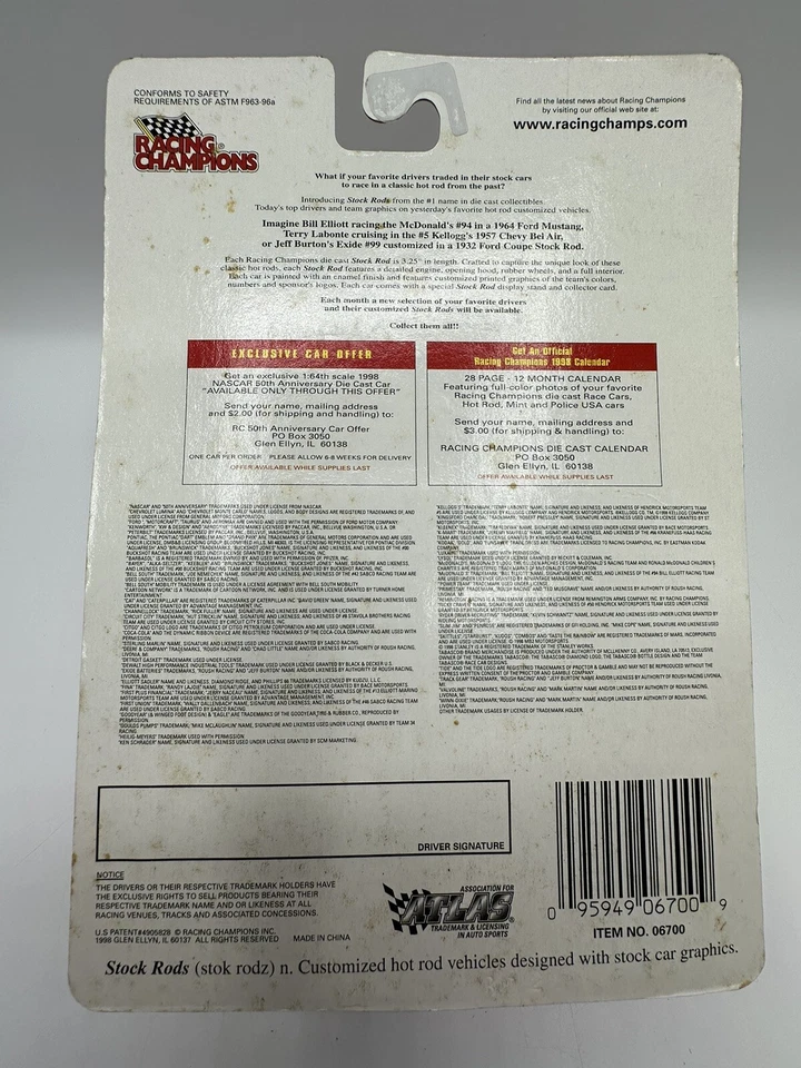 Racing Champions — Терри Лабонте — стандартные удилища — выпуск No57 Kellogg's No5 - Изображение 3 из 3