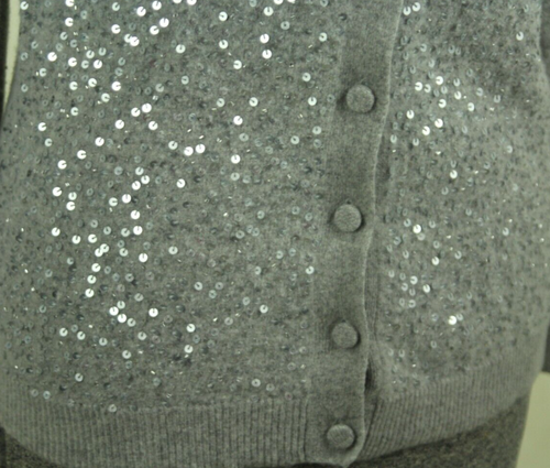 Talbots Lambswool Angora Blend Cardigan Sweater Small Gray Sequins - Picture 3 of 5