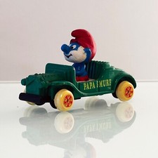 Vintage 1982 ERTL Smurf #4 Papa Smurf & Green Car - Diecast - Made in Hong Kong