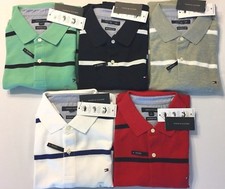 Tommy Hilfiger Polo Shirt Mens Performance Wicking Uv Protection Pique Striped