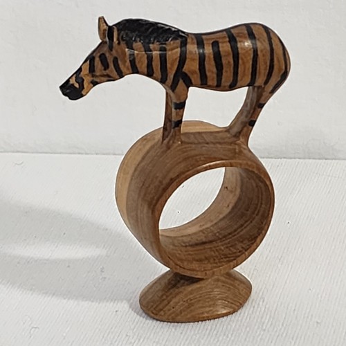 12 Hand Carved Kenya Wooden Napkin Rings Footed Safari Wildlife Animals Tribal - Picture 10 of 21