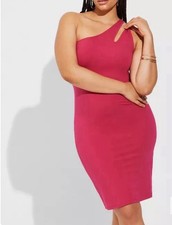 Torrid 2 Mini Foxy Bodycon One Shoulder Dress Women's Plus Size 2x Pink