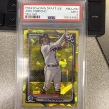 2024 Bowman Chrome Prospects Yellow Refractor /75 Jose Perdomo PSA 9 MINT