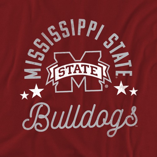 Mississippi State University Adult T-Shirt Bulldogs, Maroon, S-3XL
