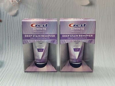 2× Crest 3DWhite Brilliance Deep Stain Remover Ultra White Toothpaste, 2.1 oz