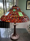 Vintage Tiffany Style Russian Stained Glass Lamp Table Lamp