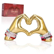 Heart Hand Sculpture Shelf Decoration Aesthetics for Room Bookshelf Coffee Gold