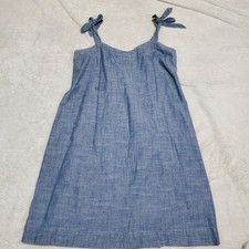 J. Crew Blue Cotton Shoulder Tied Casual Dress Small Boho  Country Capsule Basic