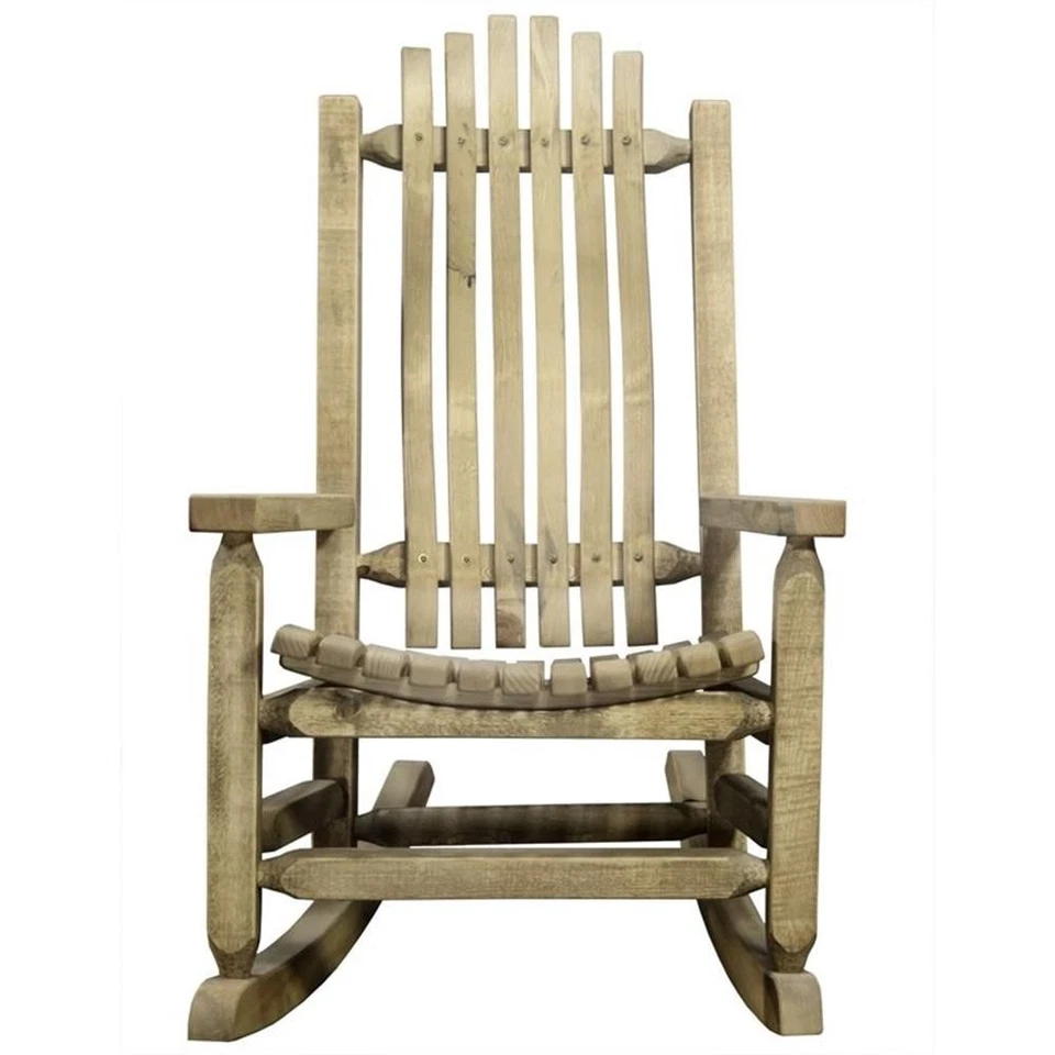 Montana Woodworks Homestead 19" Exterior Transitional Wood Adult Rocker in Brown - Image 3 of 4