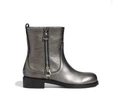   JIMMY CHOO Dondo metallic pebbled-leather boots in Anthracite SZ 5