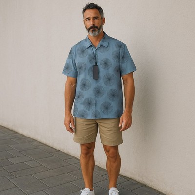 Antony Morato Men's Shirt M Blue Print Propagation Collar Short Sleeve