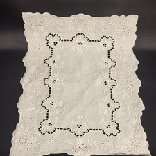 White Embroidered Cutwork Placemats Set 2 Flo...
