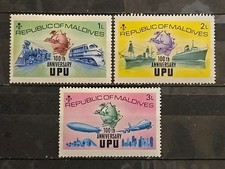 Maldives Scott 496-498 (U.P.U.) Universal Postal Union Centenary 1974 F-VF MH