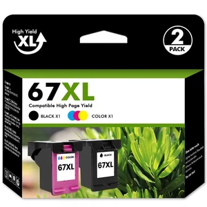 67XL Cartouche d'encre pour HP Encre 67 Projet de bureau 2700 2755 2855 4152 4155 Envy 6055 6455