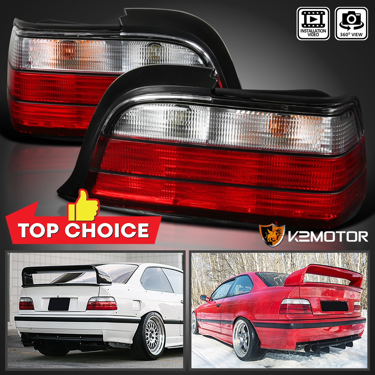 BMW E36 セダン　テールランプ 1992-1998 BMW E36 3 Series & M3 4D Sedan All Clear Frosted Lens