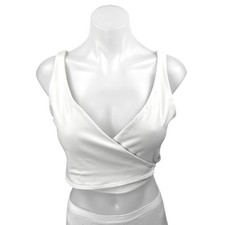 Abercrombie Fitch White Sleeveless V Neck Wrap Cami Camisole Tank Crop Top S